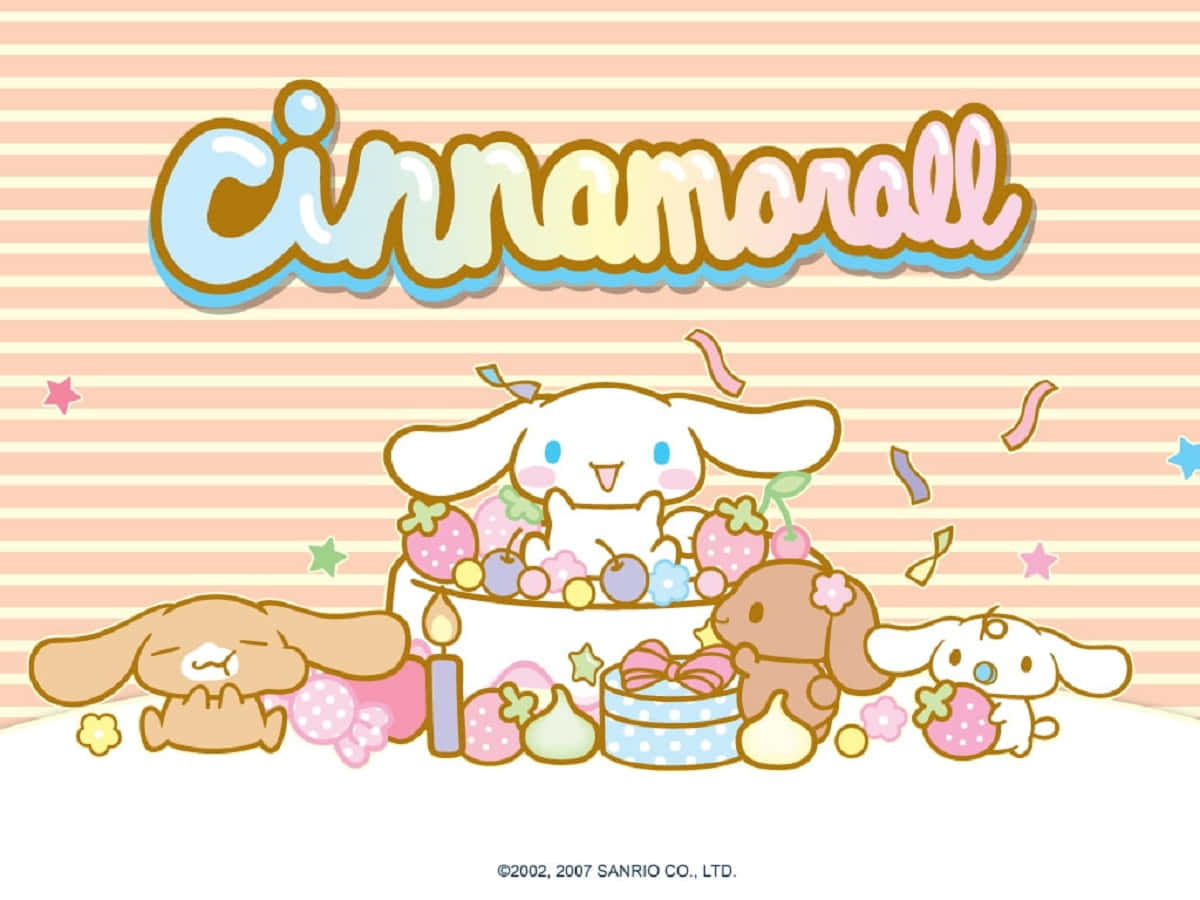 Cinnamoroll enjoying a relaxing day with friends against a pastel sky