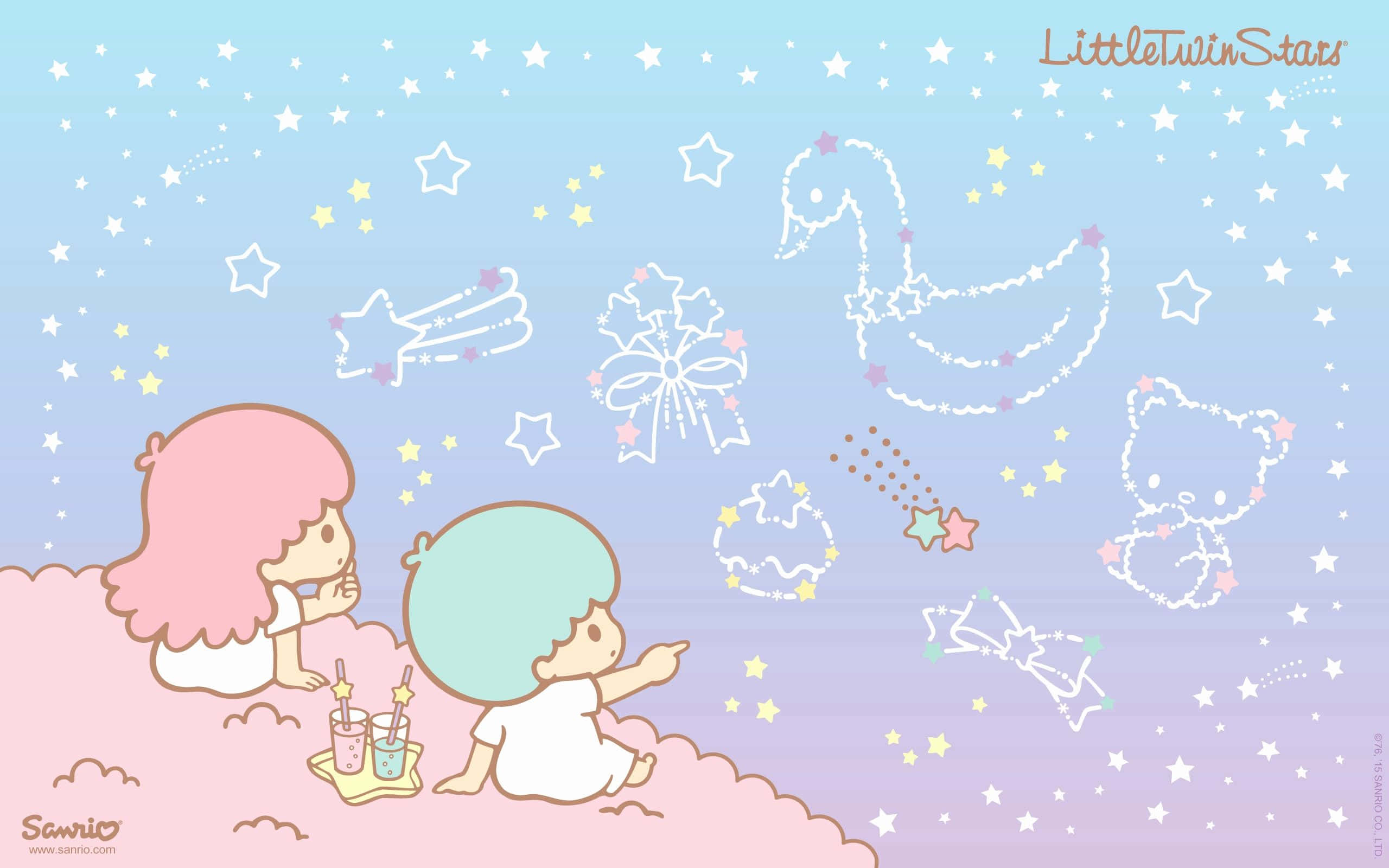 Cute Cinnamoroll Character on a Pink Cloudy Background