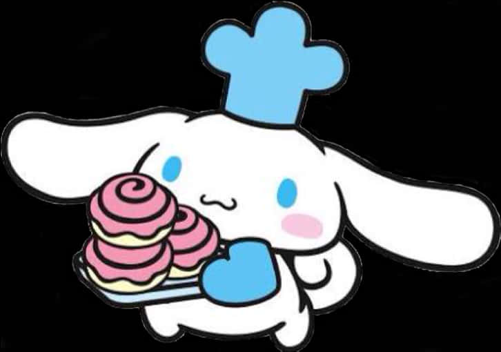 Cinnamoroll Chef With Pink Macarons PNG