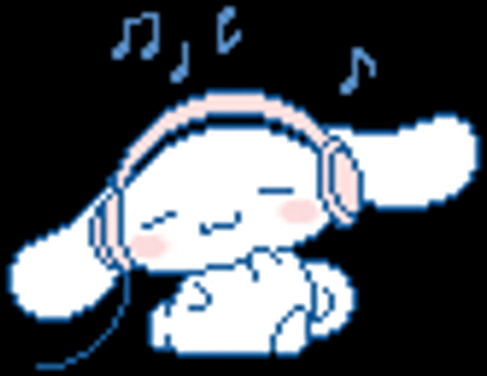 Download Cinnamoroll Listeningto Music Pixel Art | Wallpapers.com