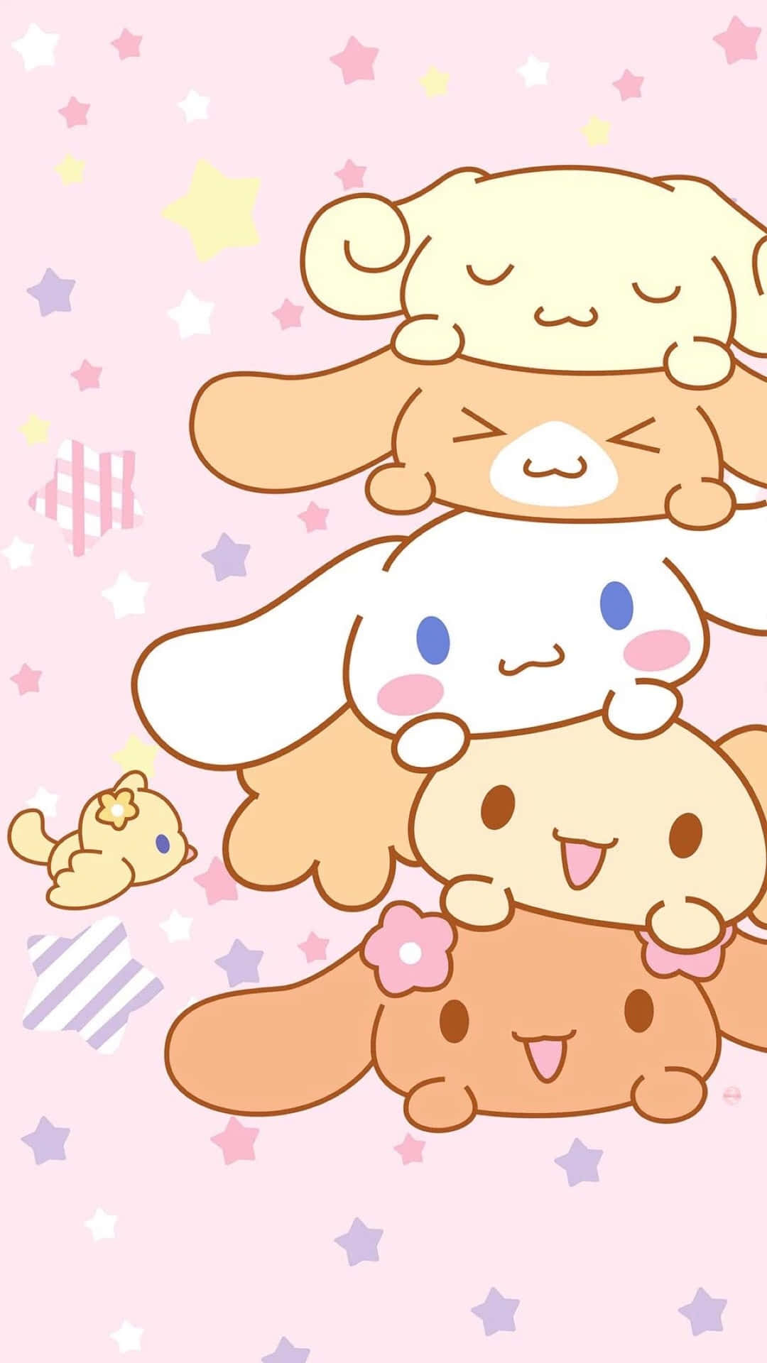 A Group Of Kawaii Animals On A Pink Background Wallpaper