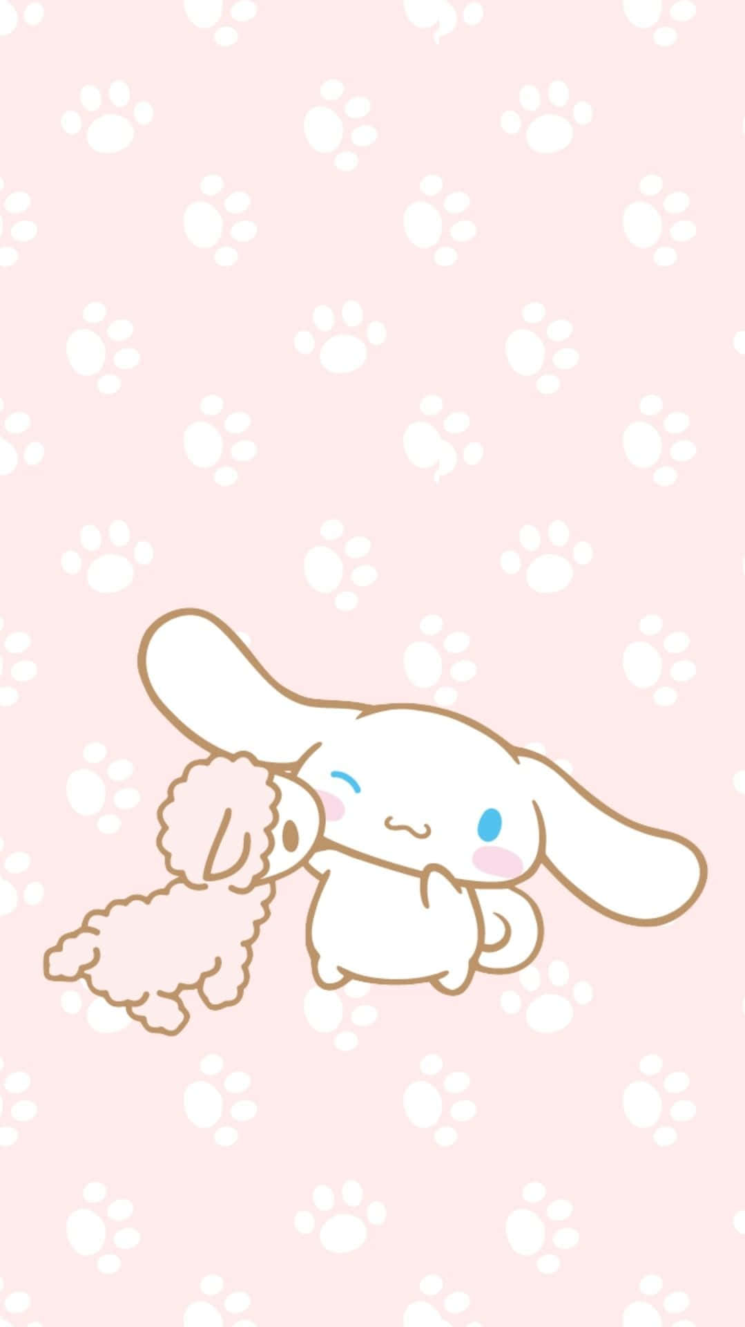 A White Bunny With Paw Prints On A Pink Background Wallpaper