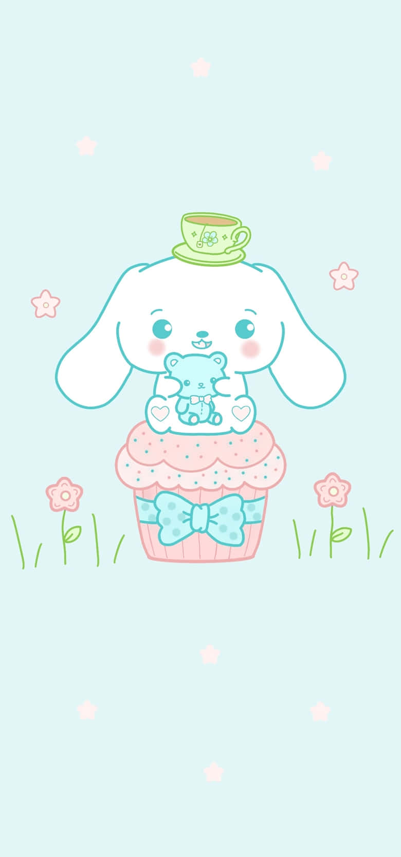 A Cute Bunny With A Cupcake On His Head Wallpaper