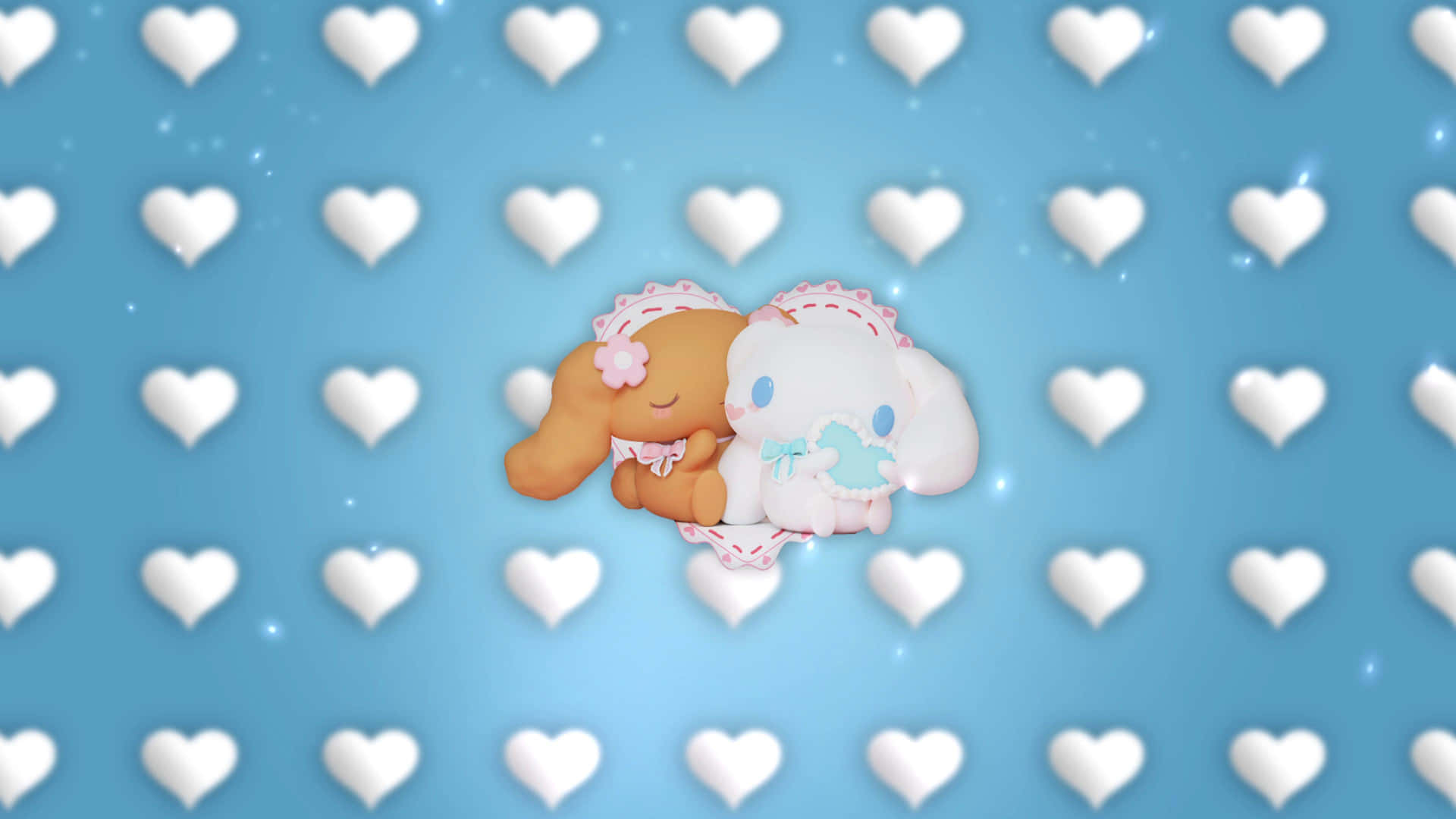 Cinnamorolland Friend Sleepingon Heart Background Wallpaper