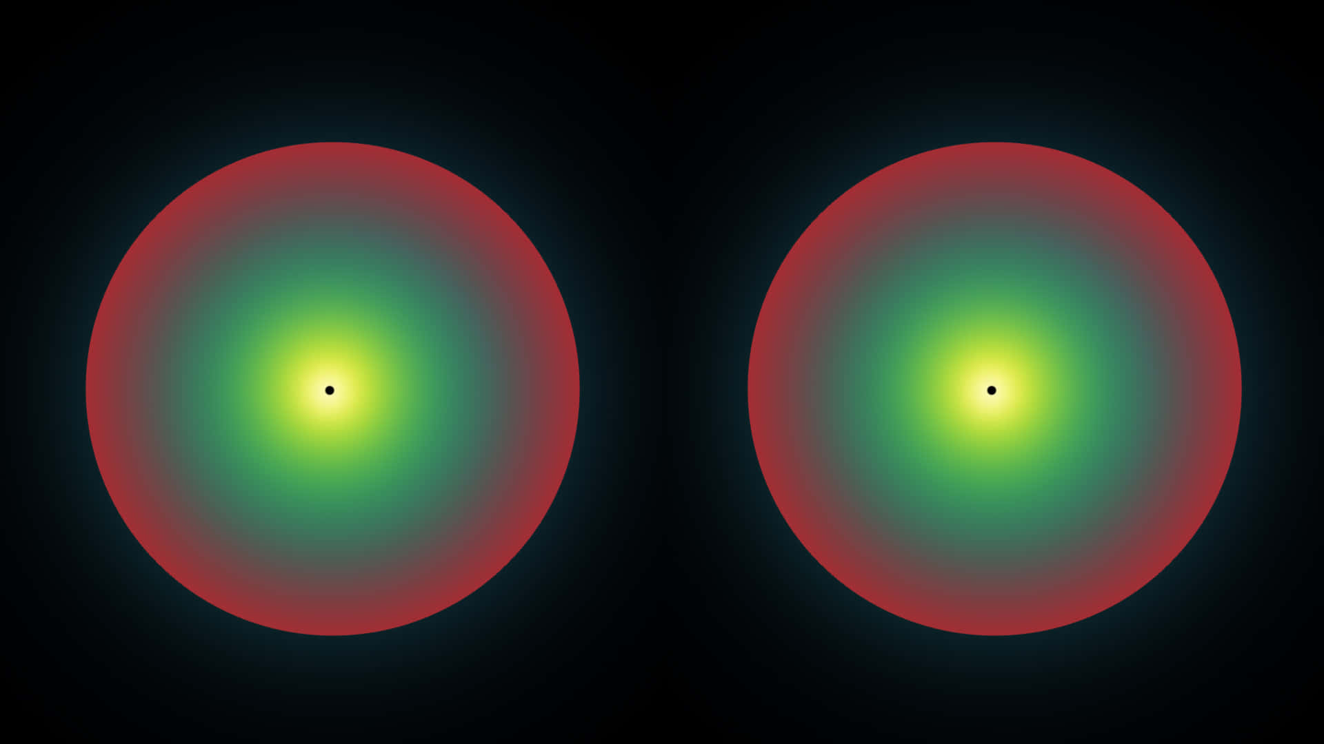 Two Green And Red Circles On A Black Background