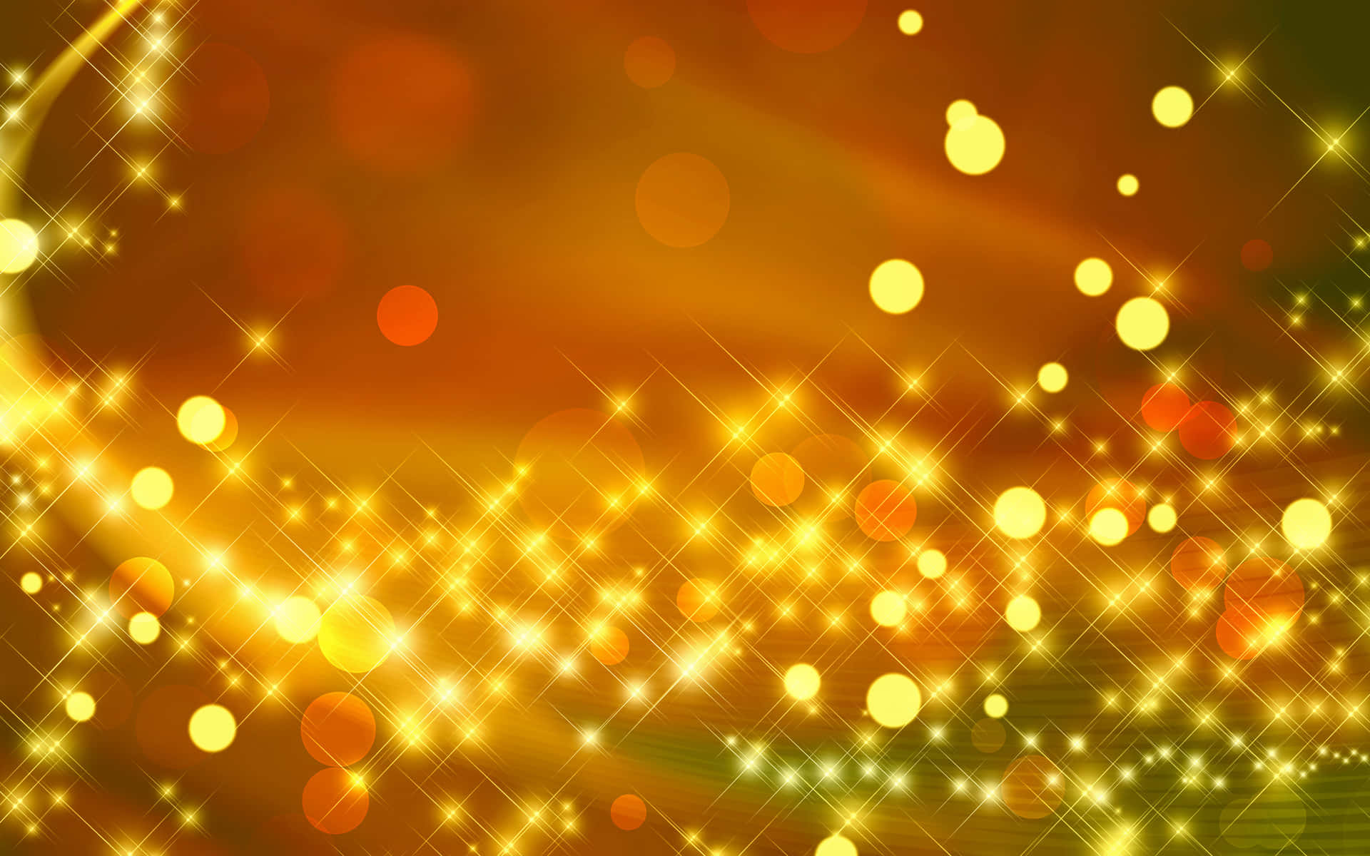 A Golden Background With Lights And Bokeh