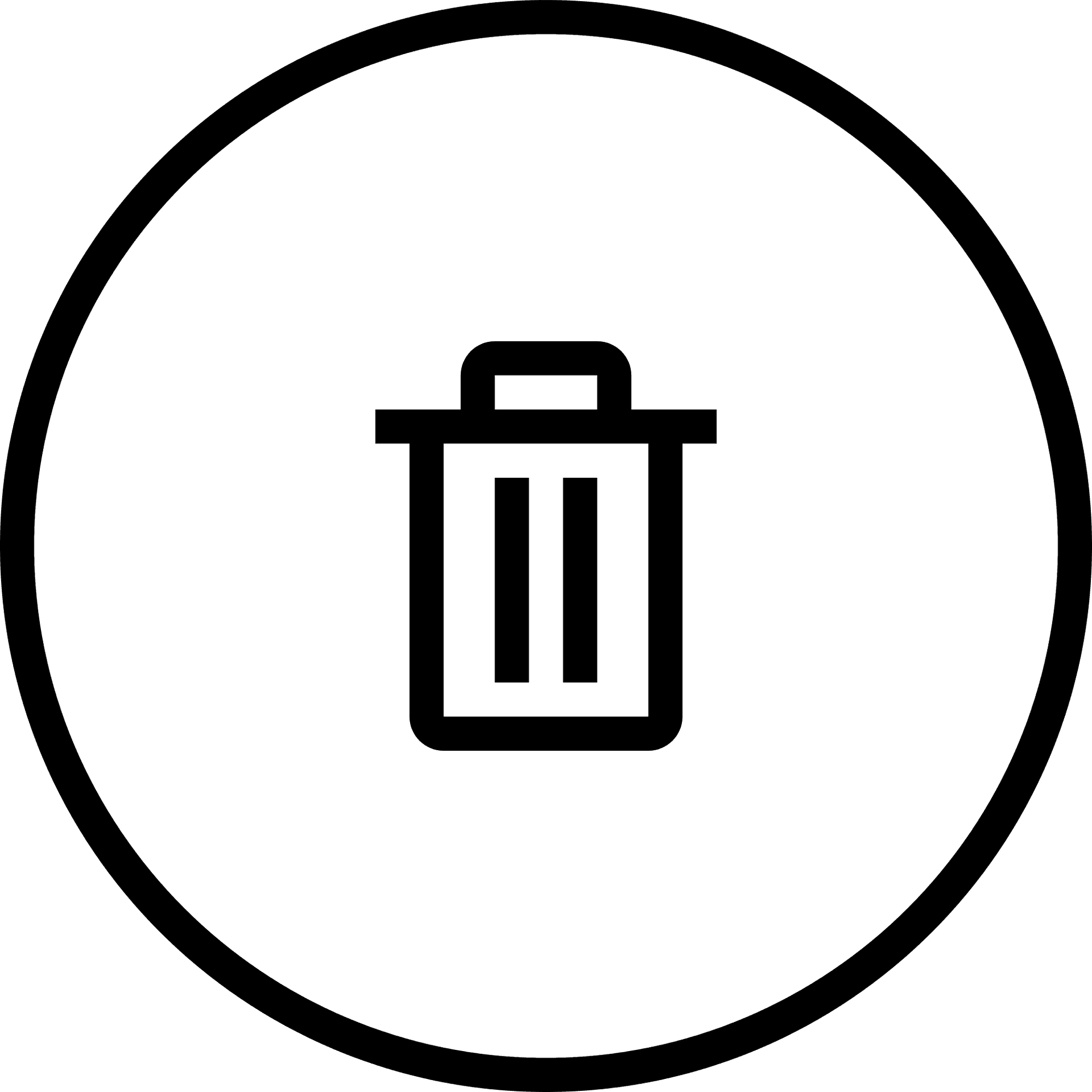 Circle Outlined Trash Can Icon PNG