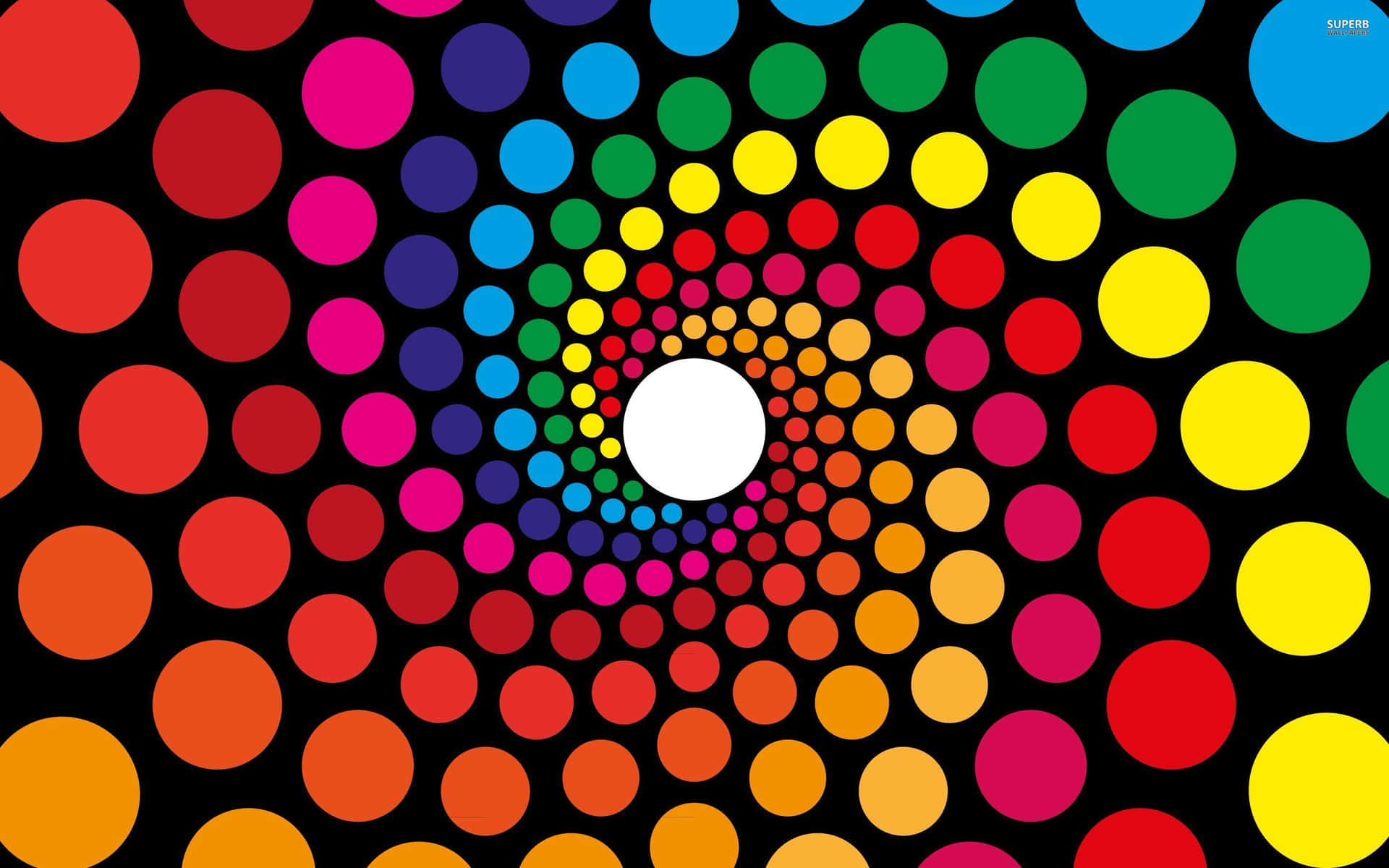 A Colorful Spiral Pattern With A Circle In The Middle