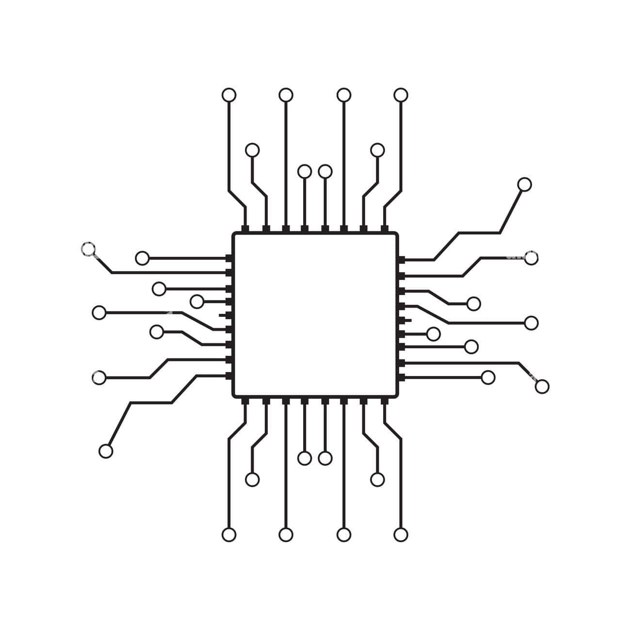 A circuit integrated in a single chip.
