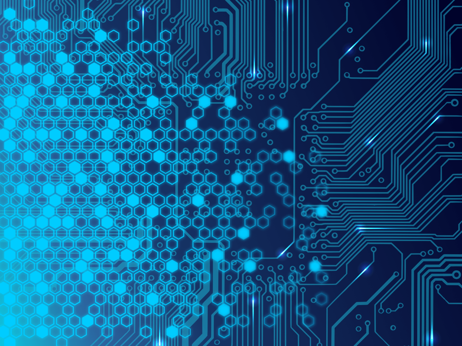 a blue circuit board background with blue dots