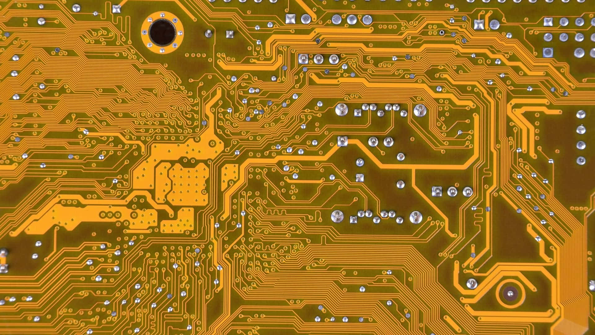 A close-up shot of a complex circuit board