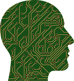Circuit Board Brain Silhouette PNG