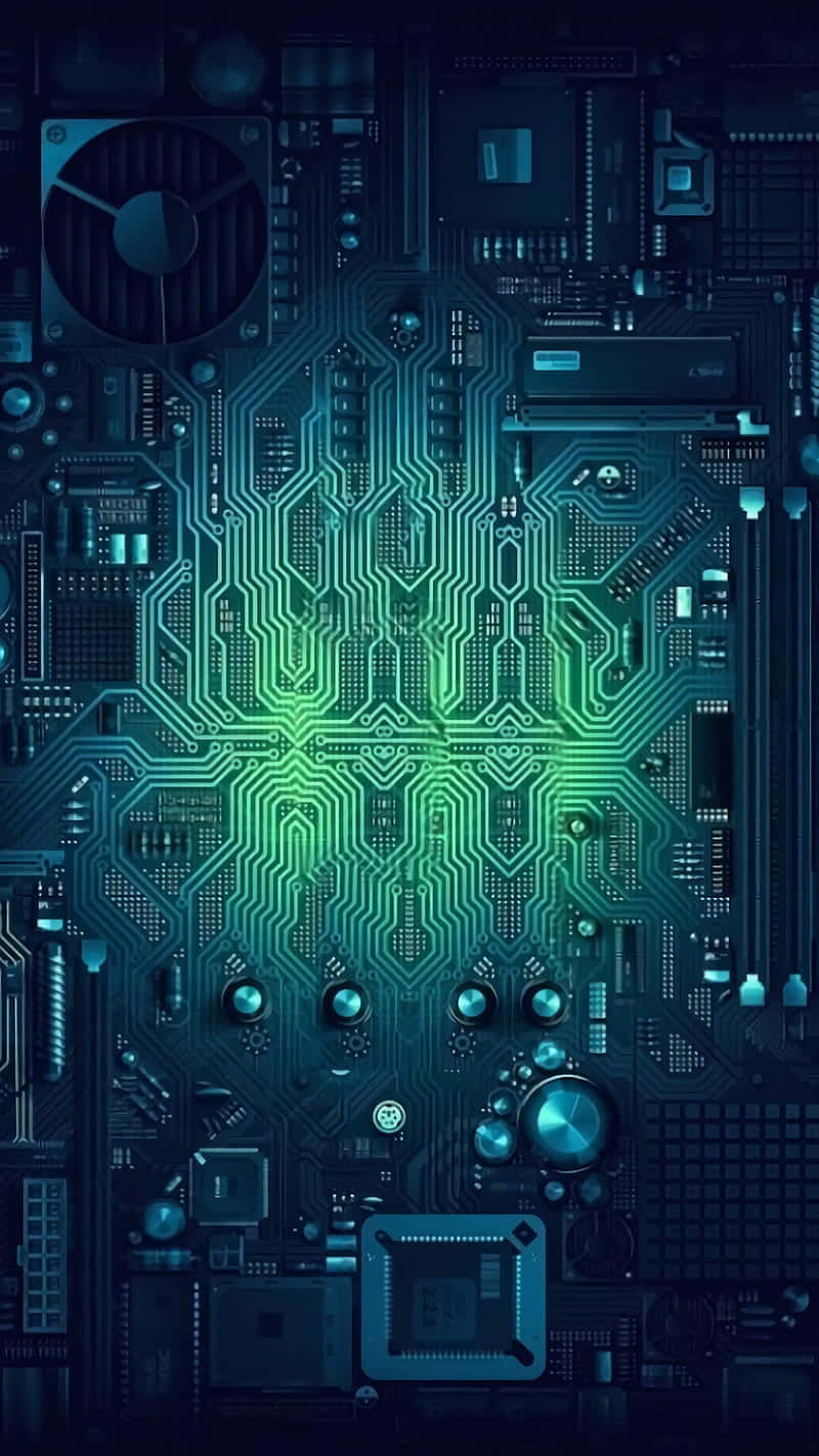 Circuit Board Glowing Paths Wallpaper