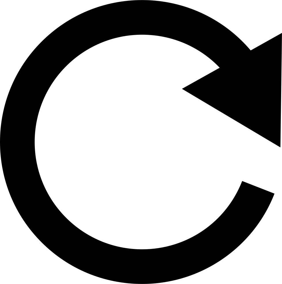 Circular Arrow Icon PNG — A bold black circular arrow pointing right on a plain white background.