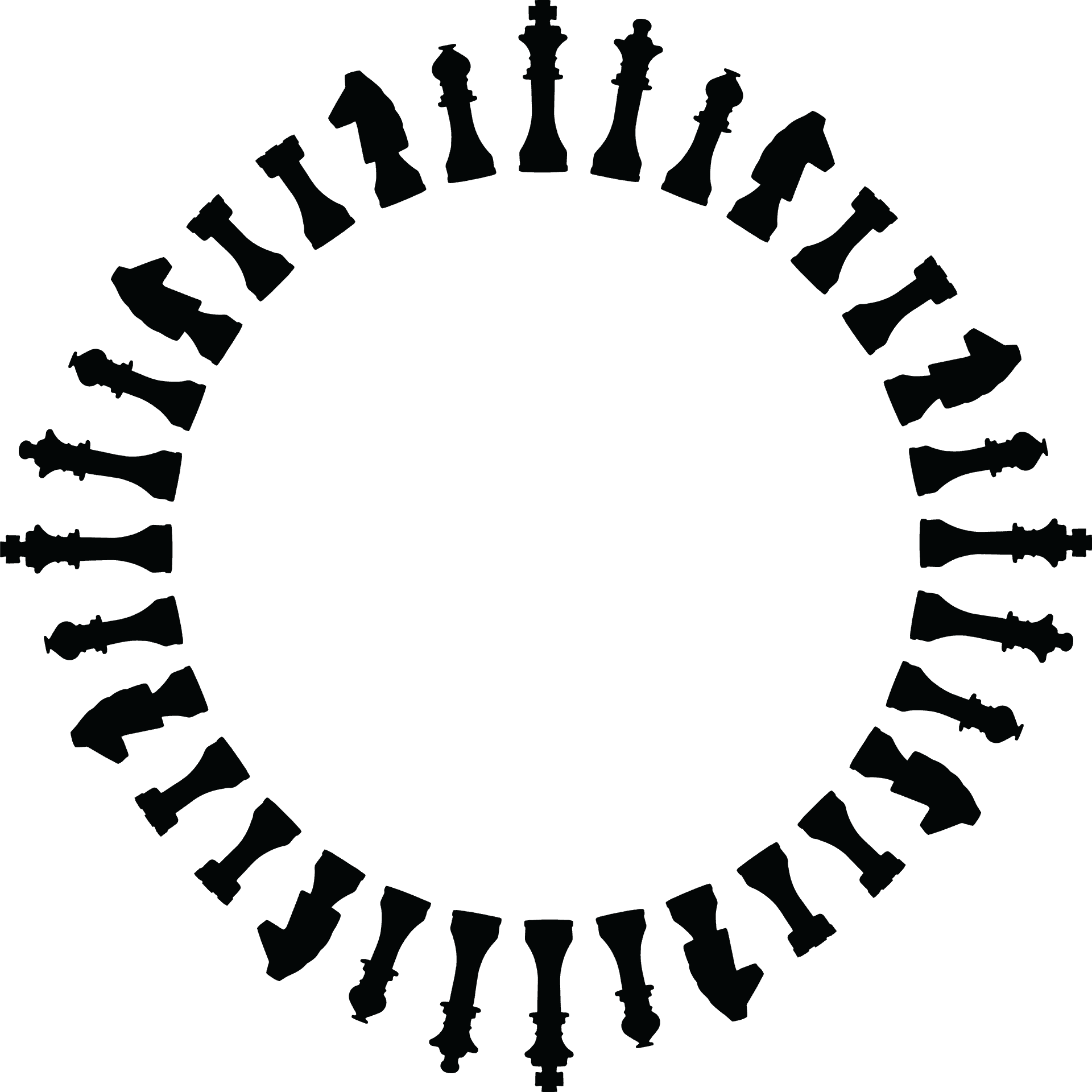 Circular Chess Pieces Silhouette PNG