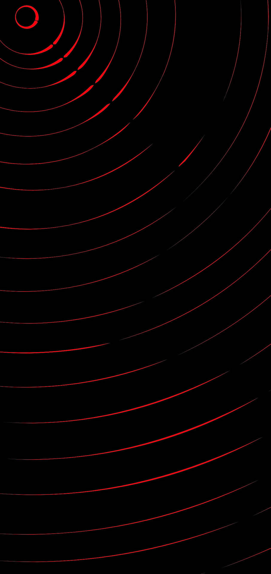 Circular Red Lines Punch Hole 4K Wallpaper