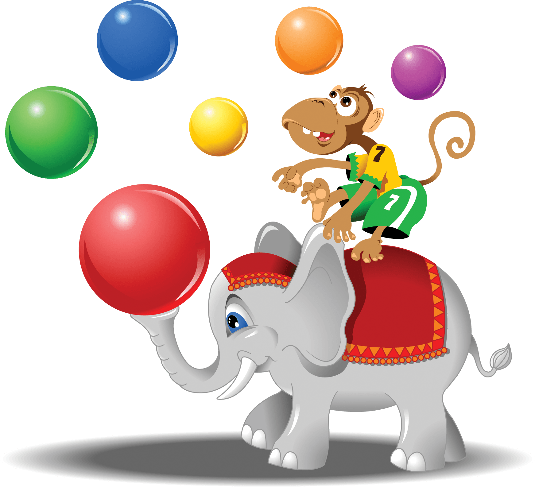 Circus Elephantand Monkey Performance PNG