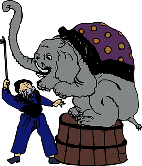 Circus Elephantand Trainer Illustration PNG