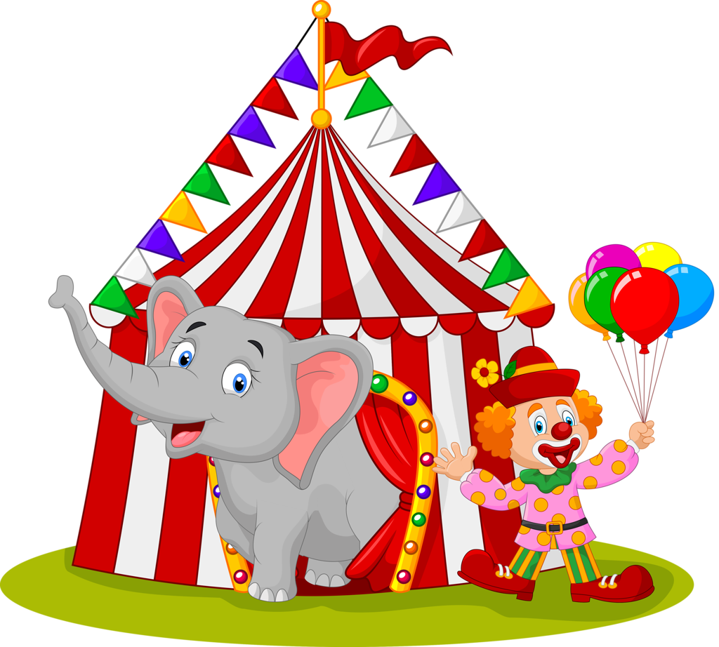 Circus Tent Elephant Clown PNG