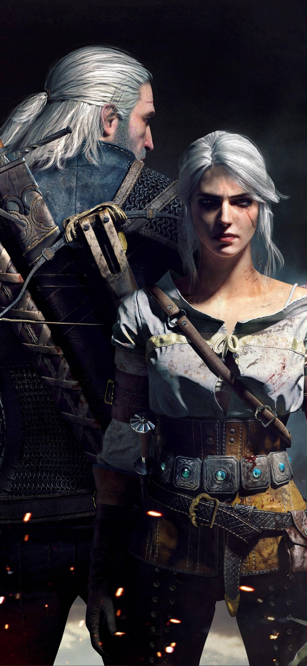 Wallpaperciri Och Geralt Witcher 3 Iphone-bakgrundsbild. Wallpaper