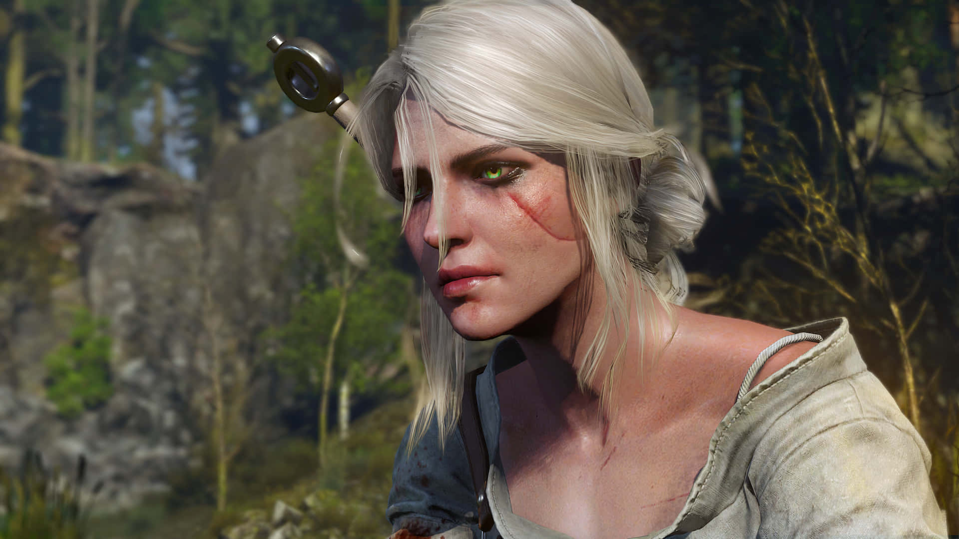 Ciri The Witcher Forest Background Wallpaper