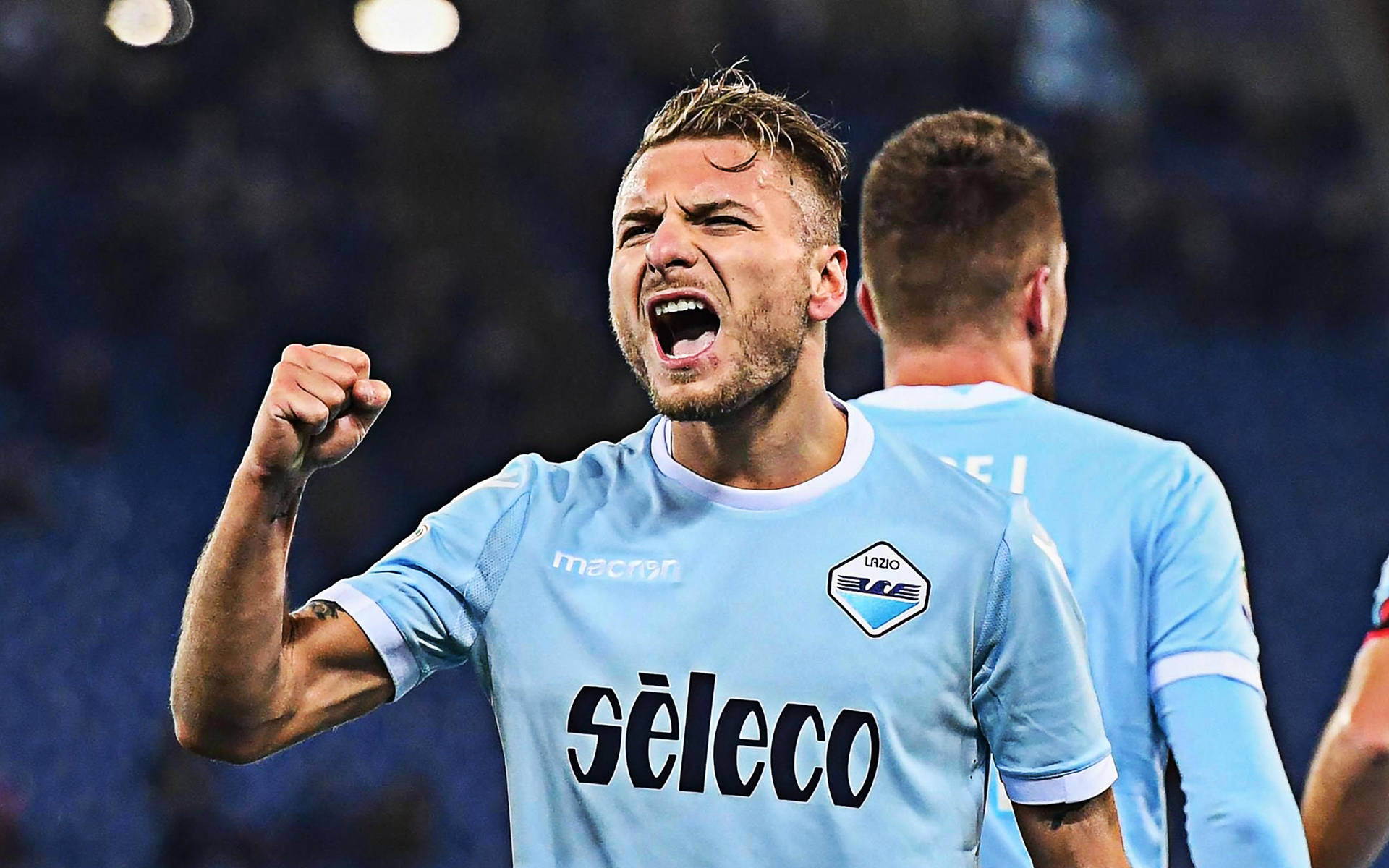 Ciro Immobile Doelpunt Vieren Op Wedstrijd Dag Achtergrond