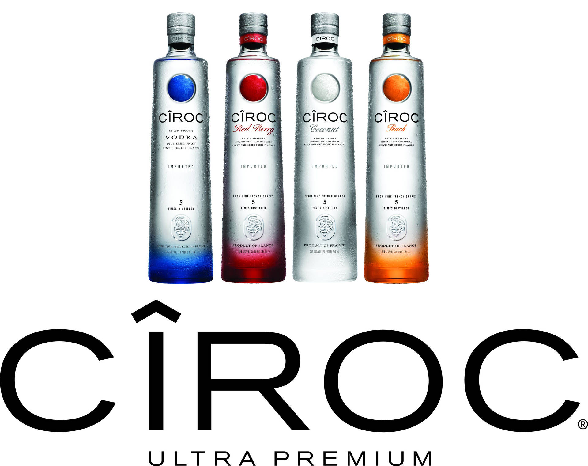 Cirocfrench Vodka Flaskor Och Officiell Logotyp Wallpaper