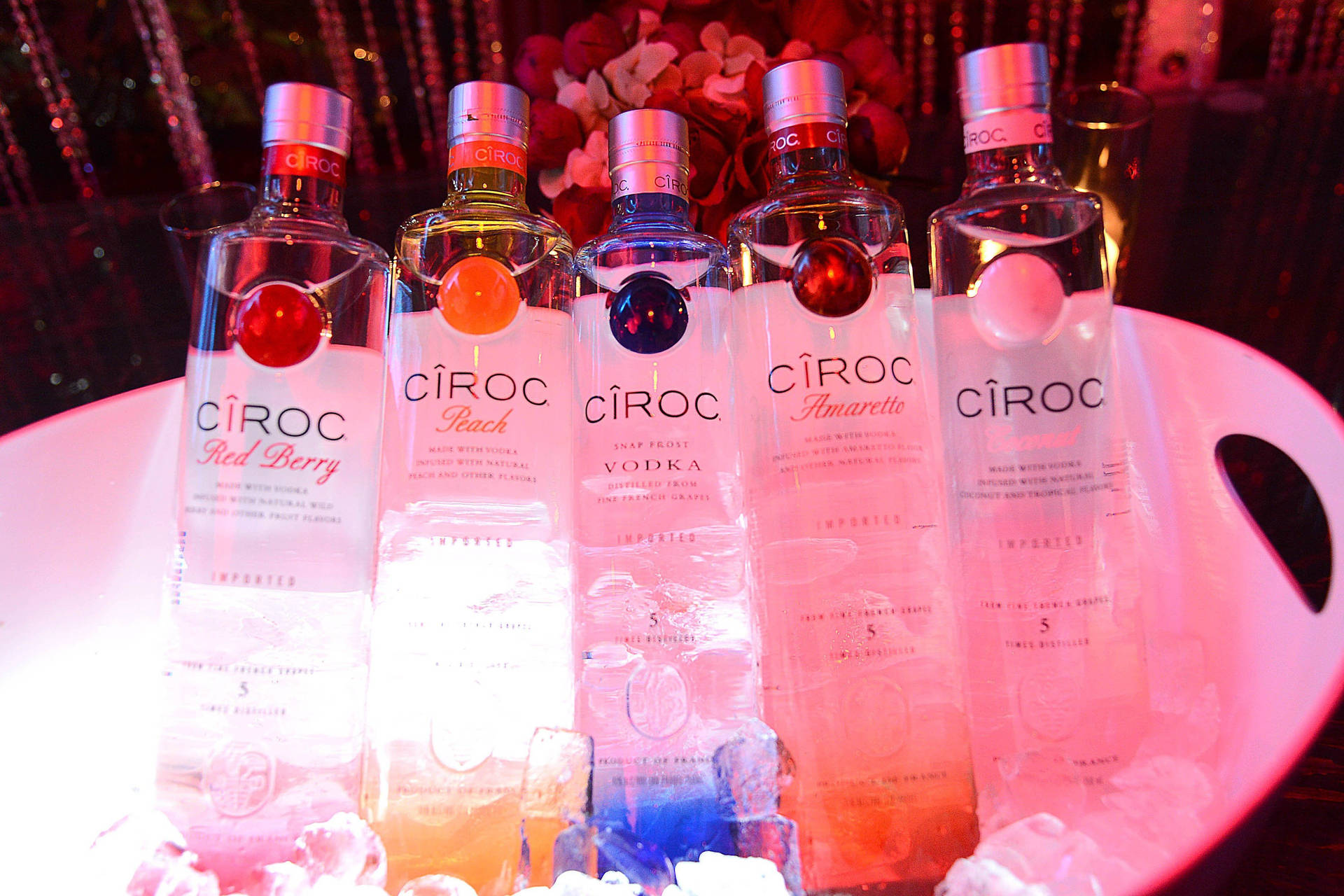 Ciroc French Vodka Bottles In Ice Container Wallpaper