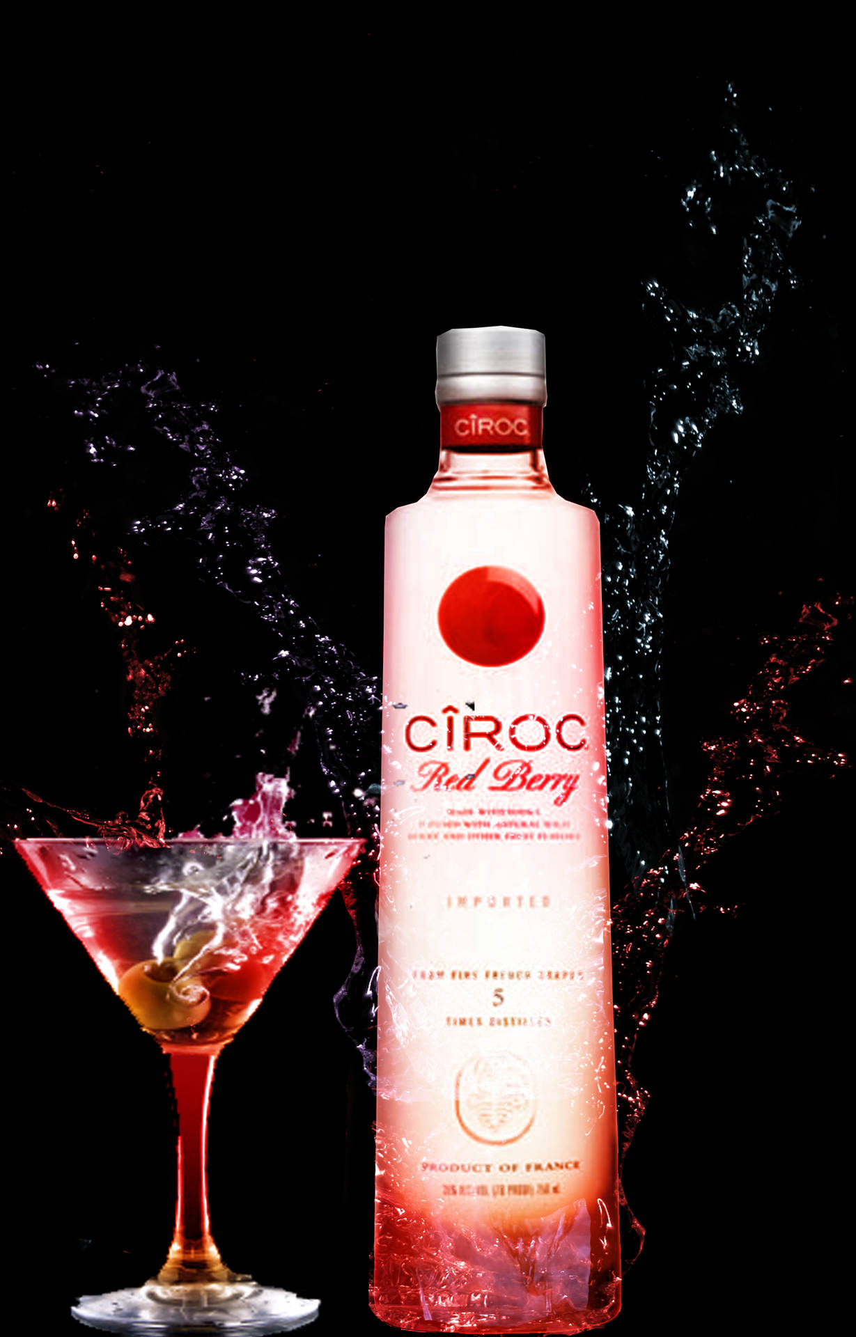 Diseñográfico De Ciroc Vodka Francés De Bayas Rojas. Fondo de pantalla