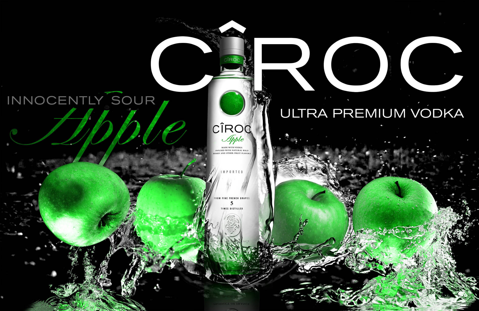 Cirocultra Premium French Vodka Apple Flavor: Ciroc Ultra Premium Fransk Vodka Med Äppelsmak. Wallpaper