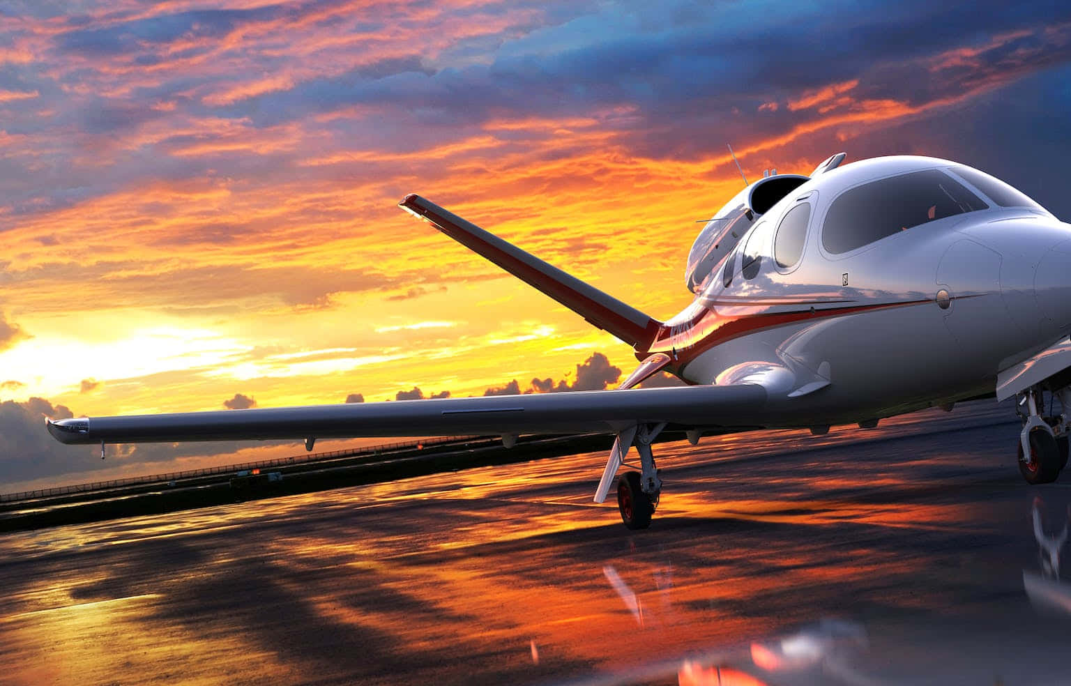 Cirrus Vision SF50 Lille Fly Ved Solnedgang Wallpaper