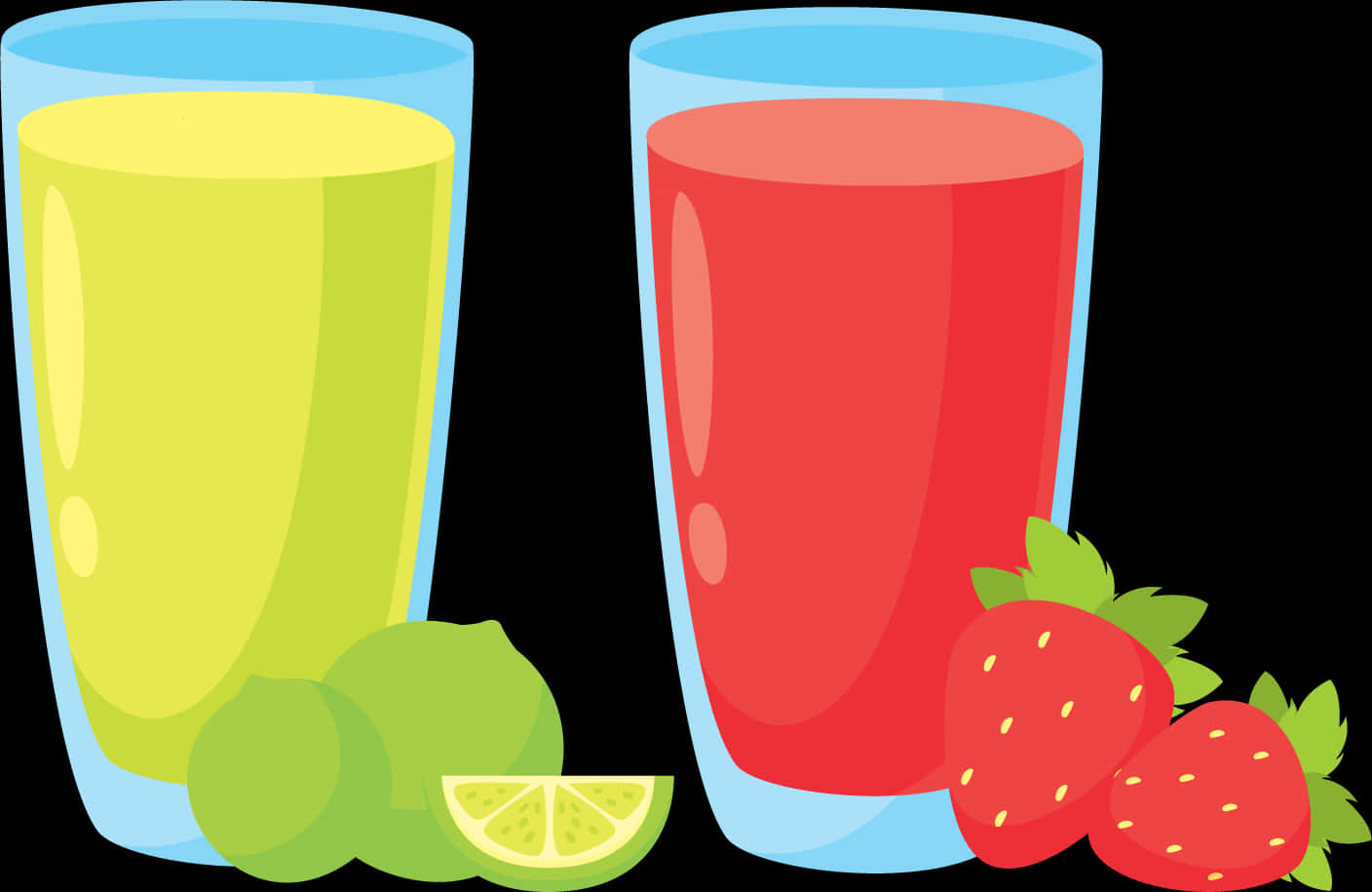 Citrus Strawberry Juice Glasses PNG
