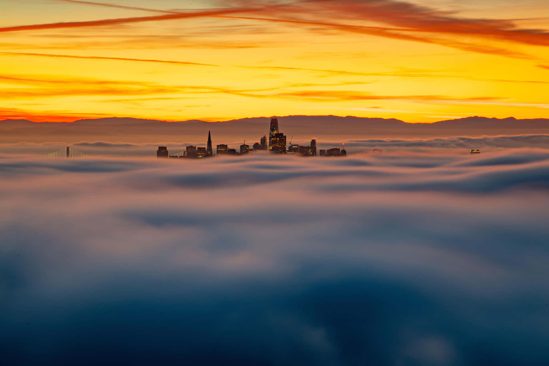 City_ Above_ Clouds_ Sunset Wallpaper