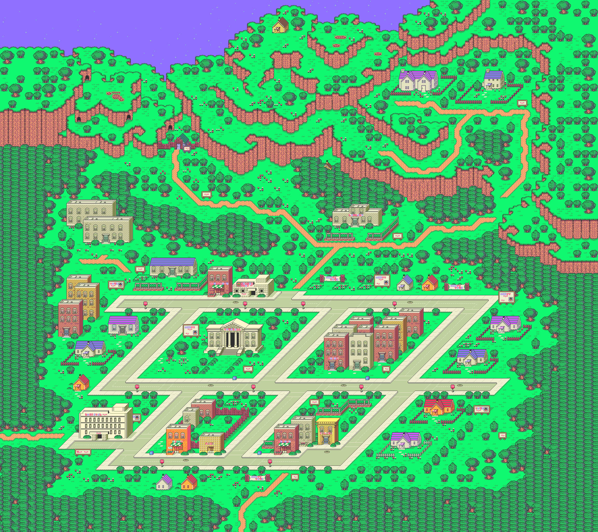 Explore the Beautiful City and Villages of Earthbound Wallpaper