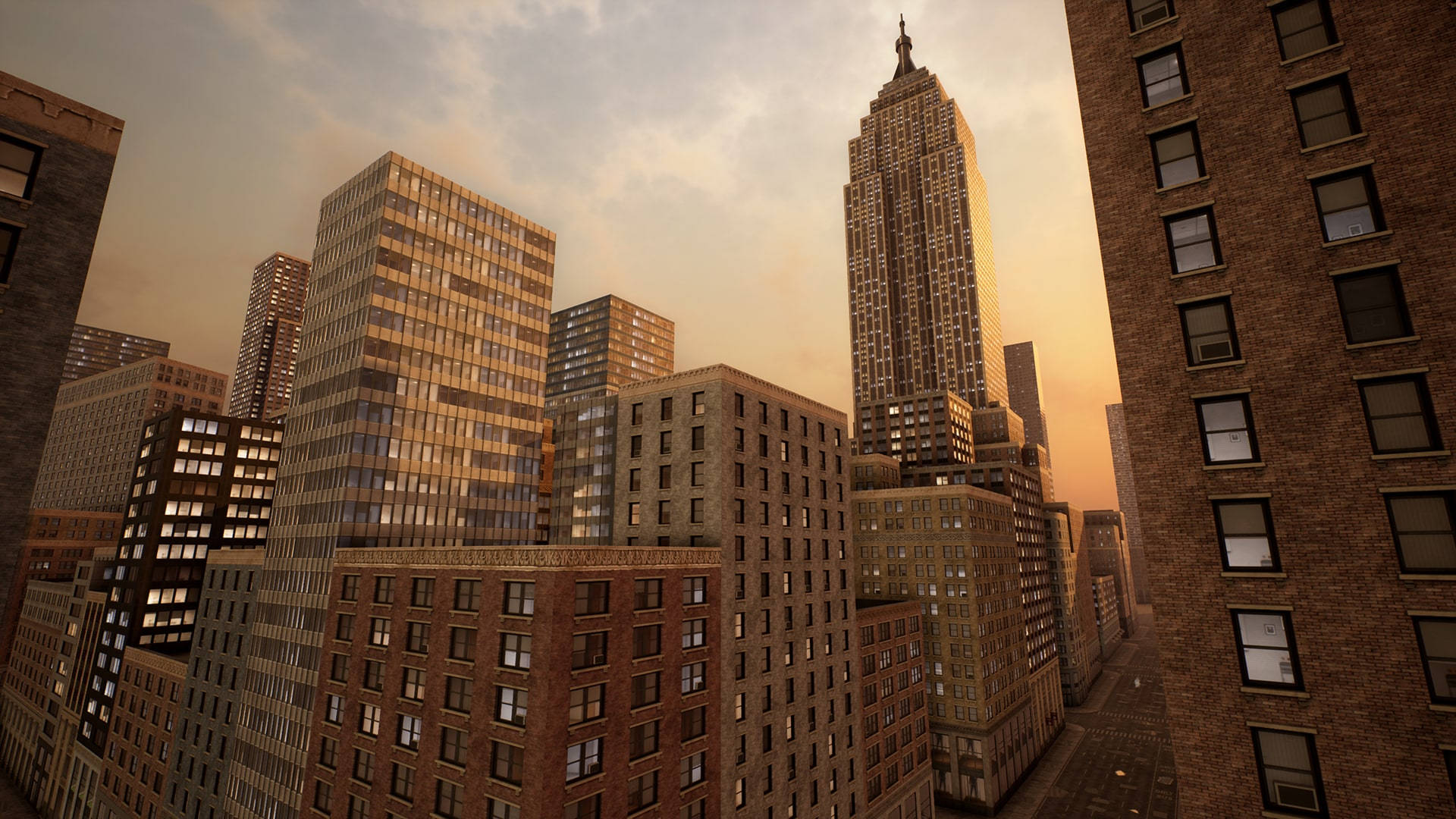 City Background Empire State Building Golden Hour Wallpaper