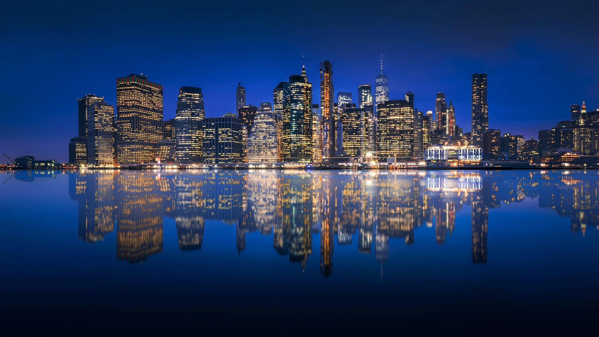 City Building Reflection New York Night Iphone Wallpaper