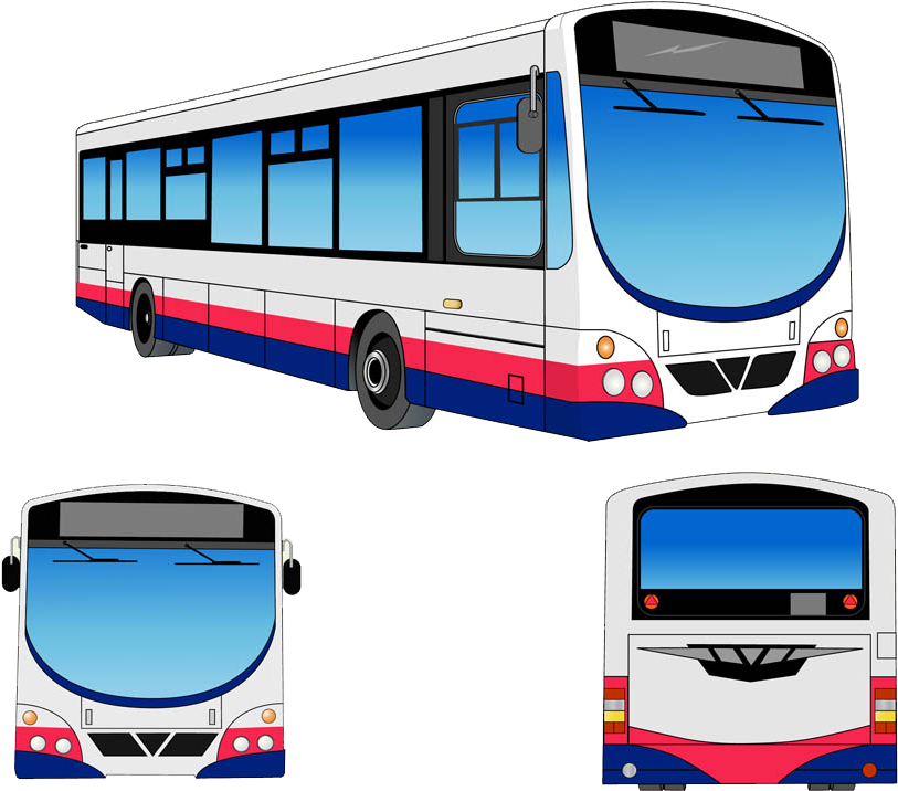City Bus Vector Illustration PNG