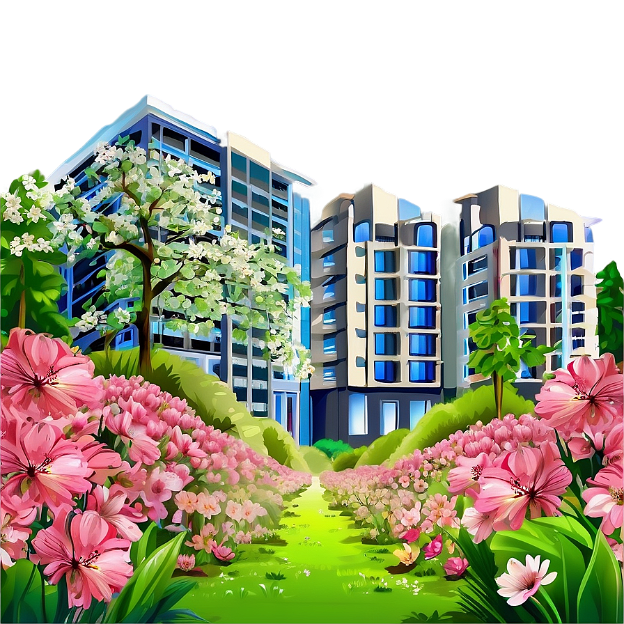 City In Spring Bloom Png Xim68 PNG