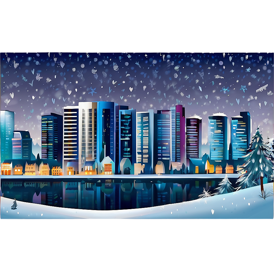 City In Winter Wonderland Png Qwh7 PNG