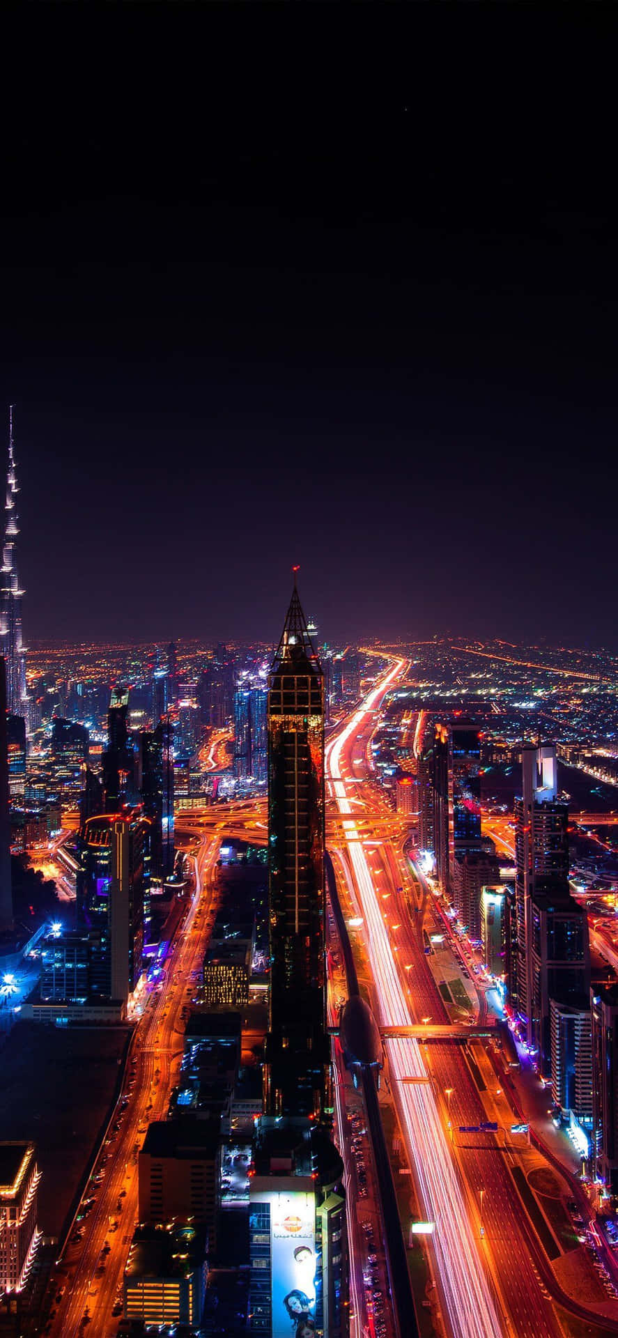 Dubai City Iphone Display At Night Wallpaper
