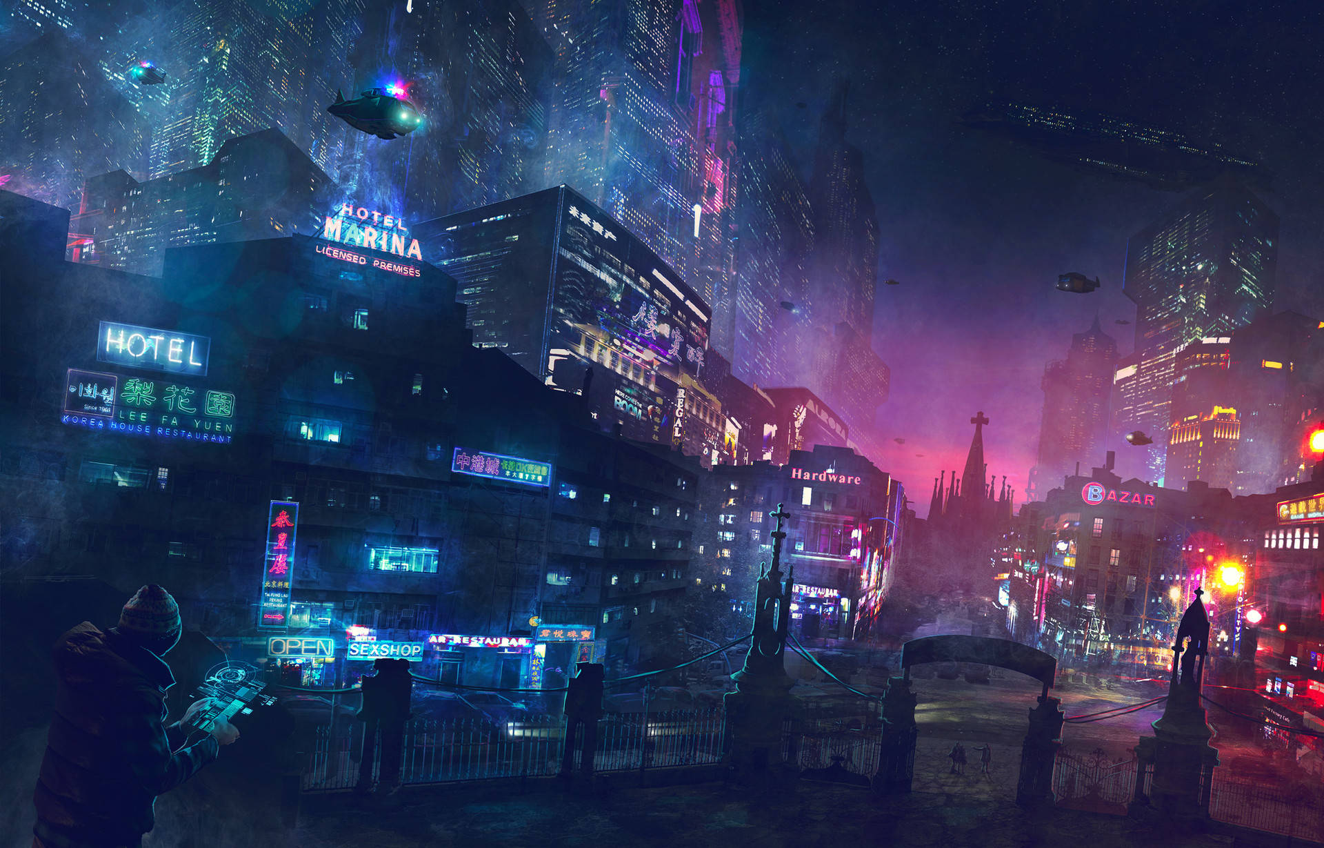 City Lights In Futuristic World Wallpaper