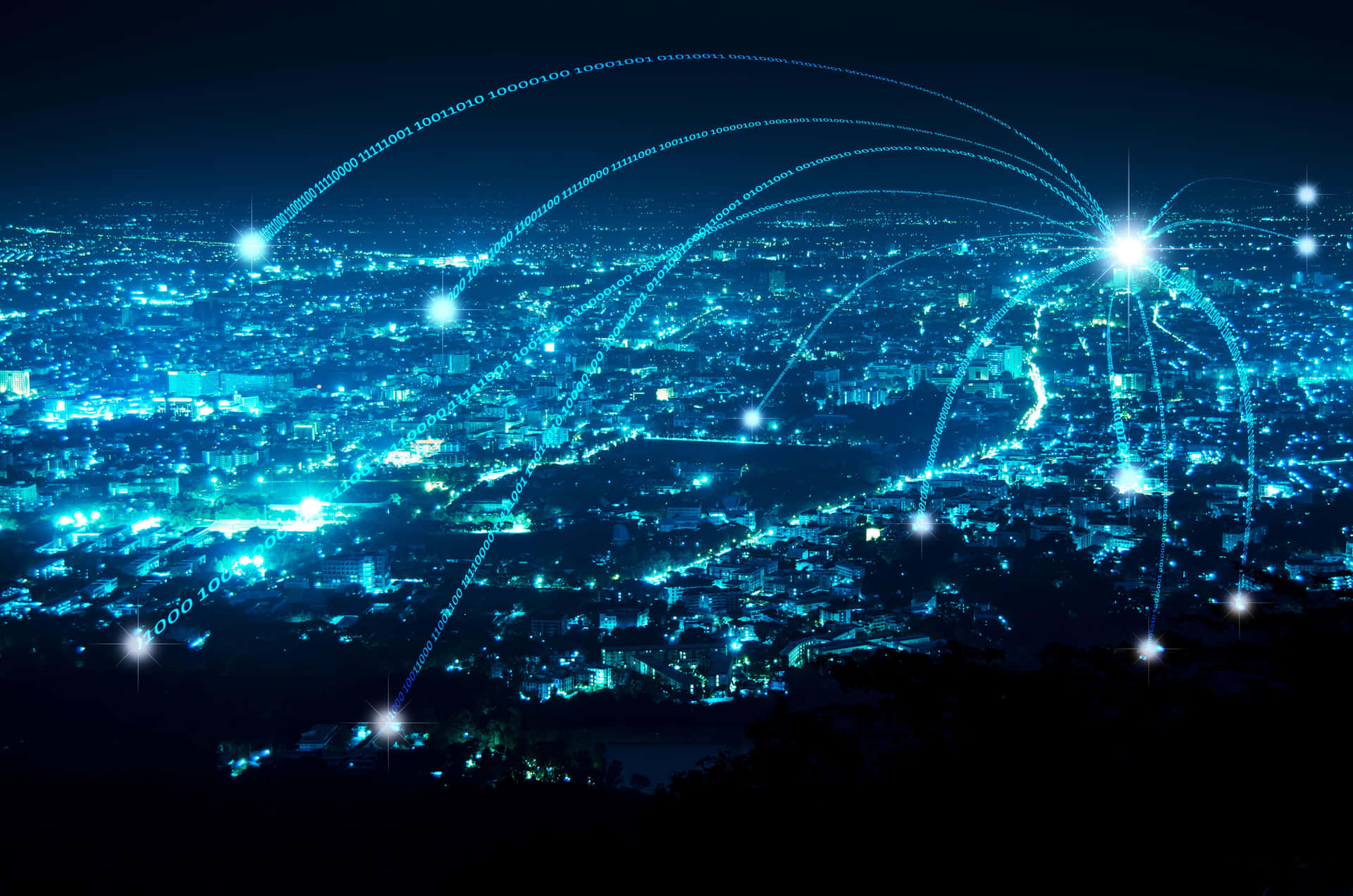 City Network Connectivity Concept Wallpaper