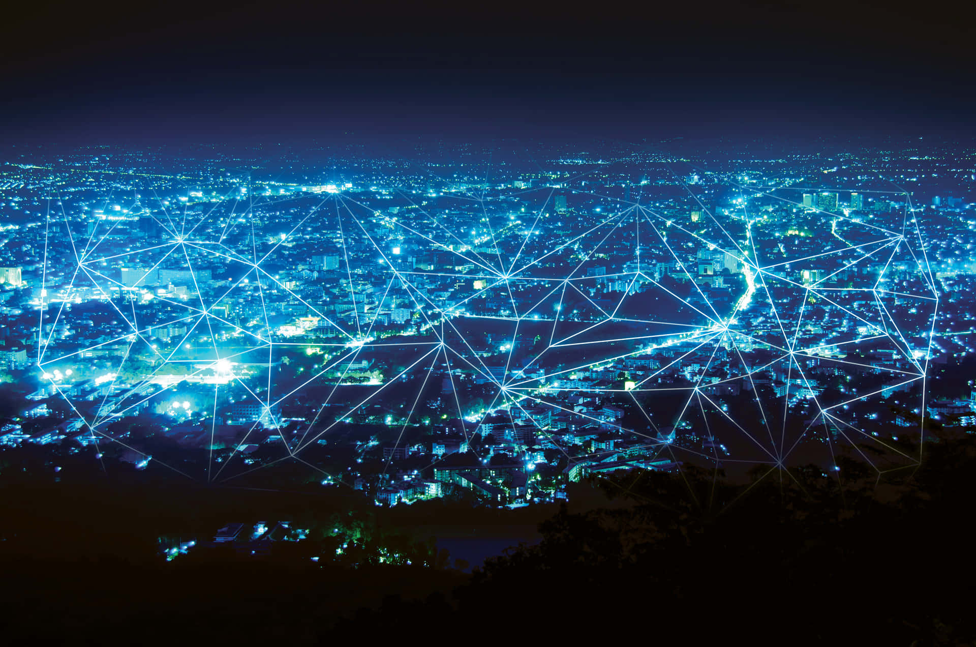 City Network Connectivity Night Wallpaper