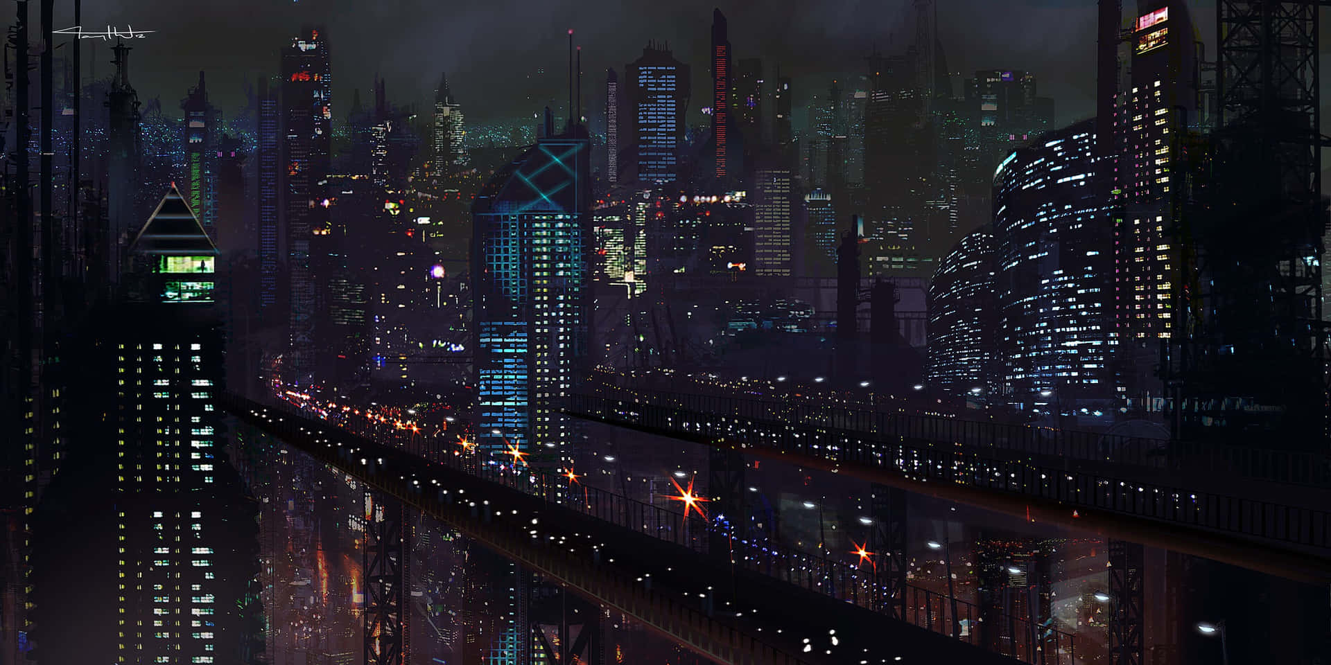 Immaginidi Città Cyberpunk Di Notte