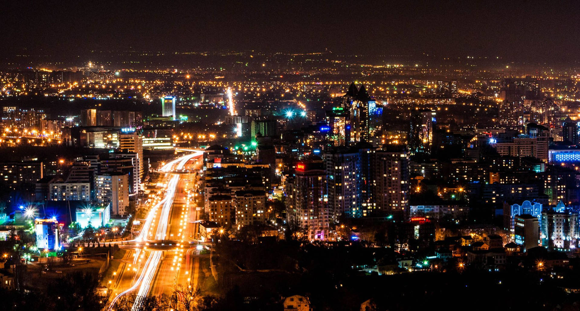 City Of Almaty At Night Wallpaper