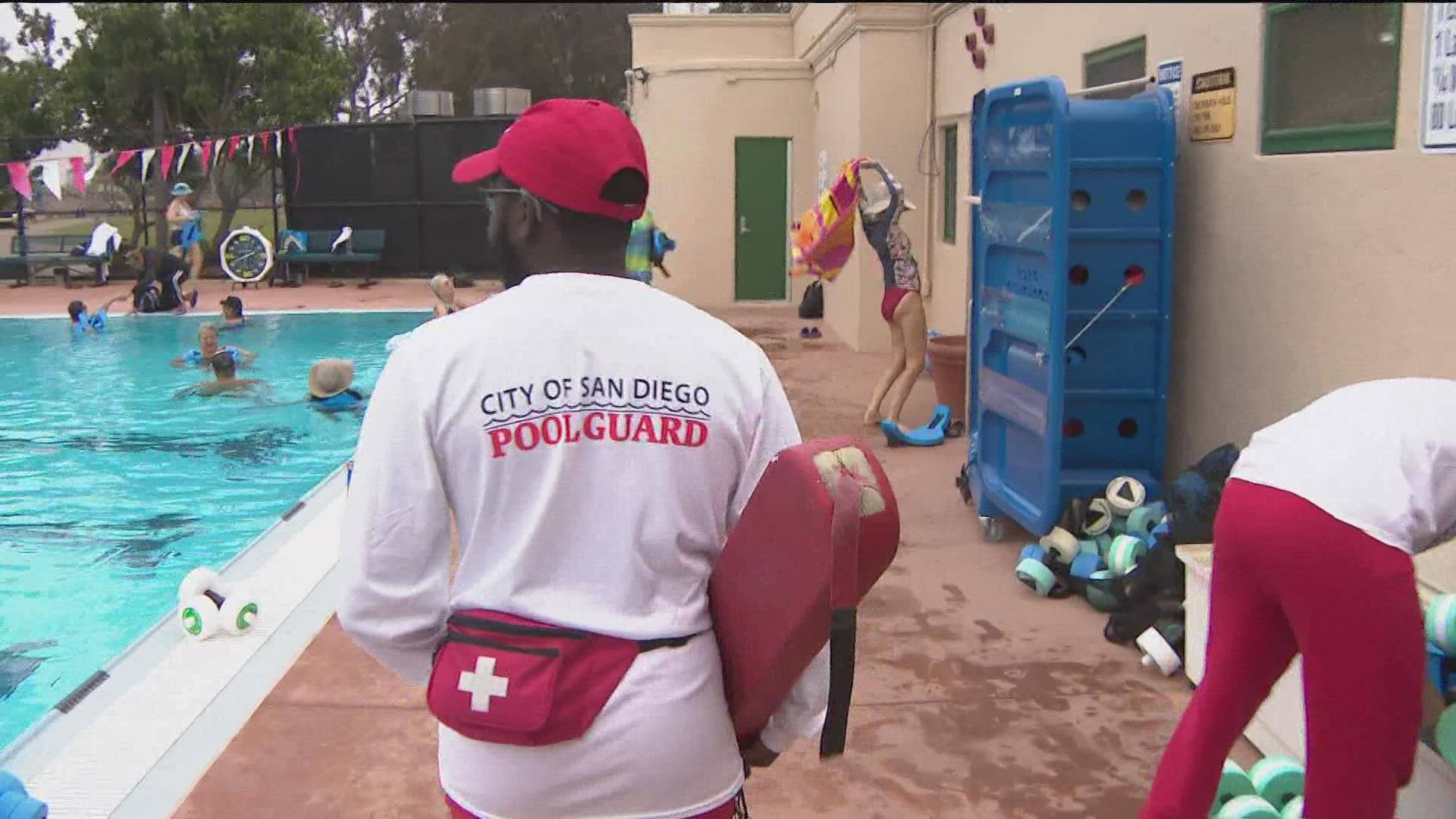 City Of San Diego Lifeguard Poolside Patrolling Wallpaper