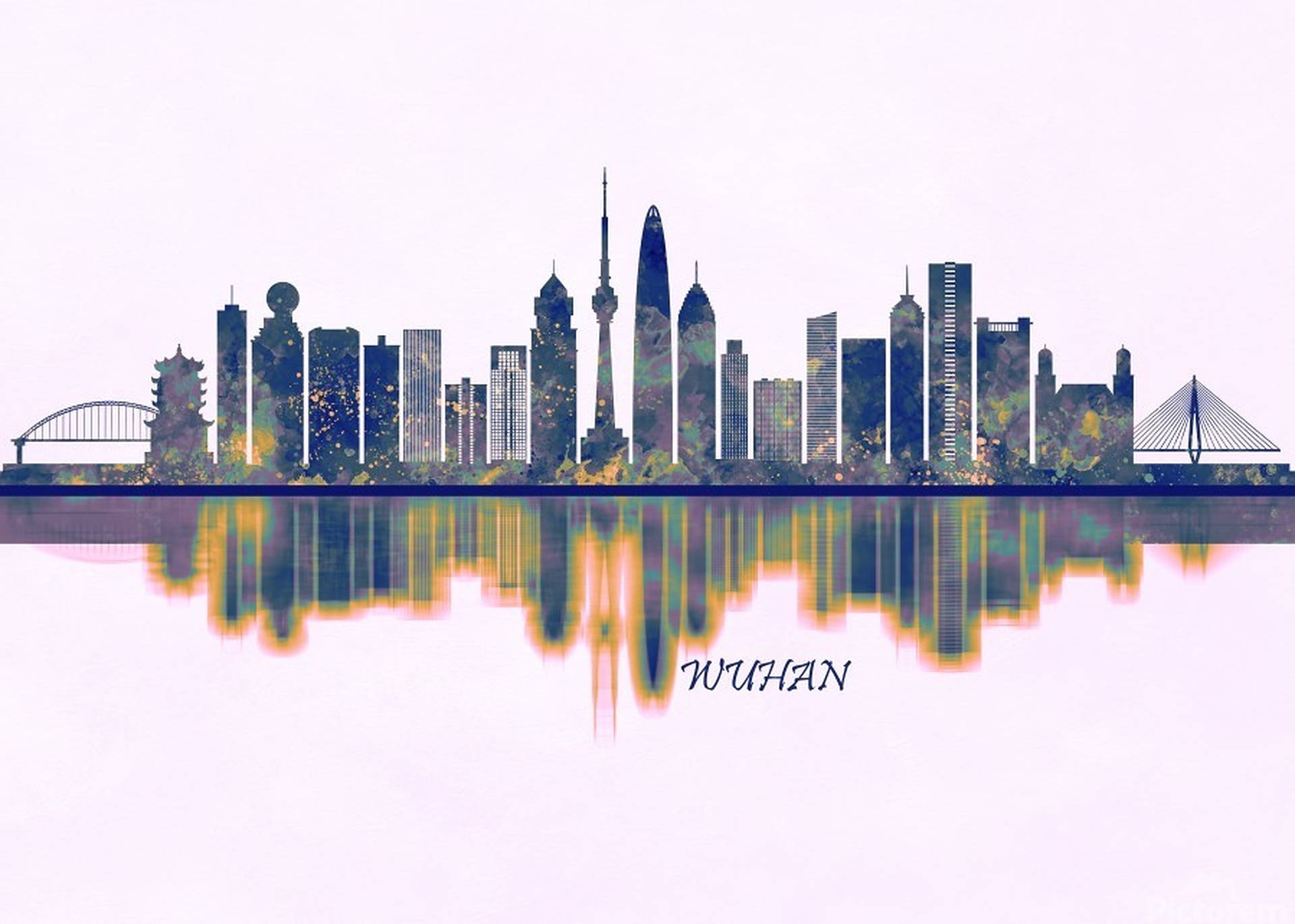 Byen Af Wuhan Refleksionskunst Wallpaper