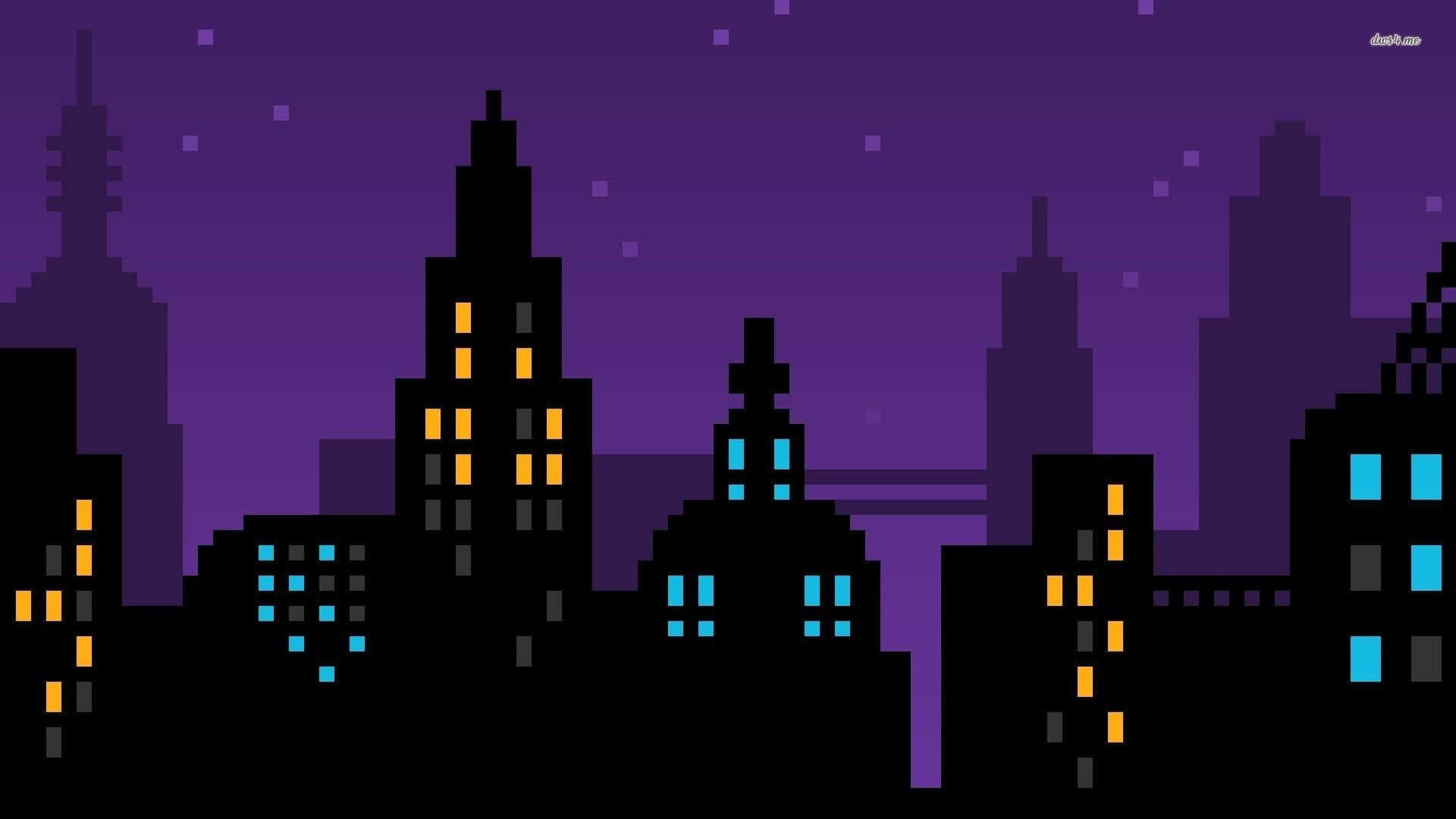 Violet City Pixel Art Wallpaper