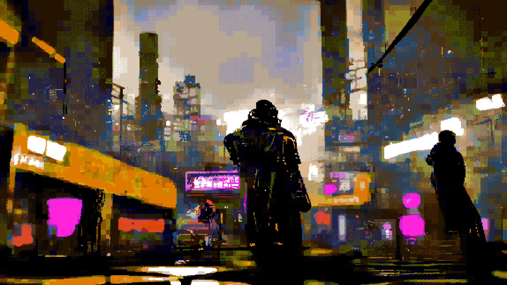 Pixel City Skyline Wallpaper