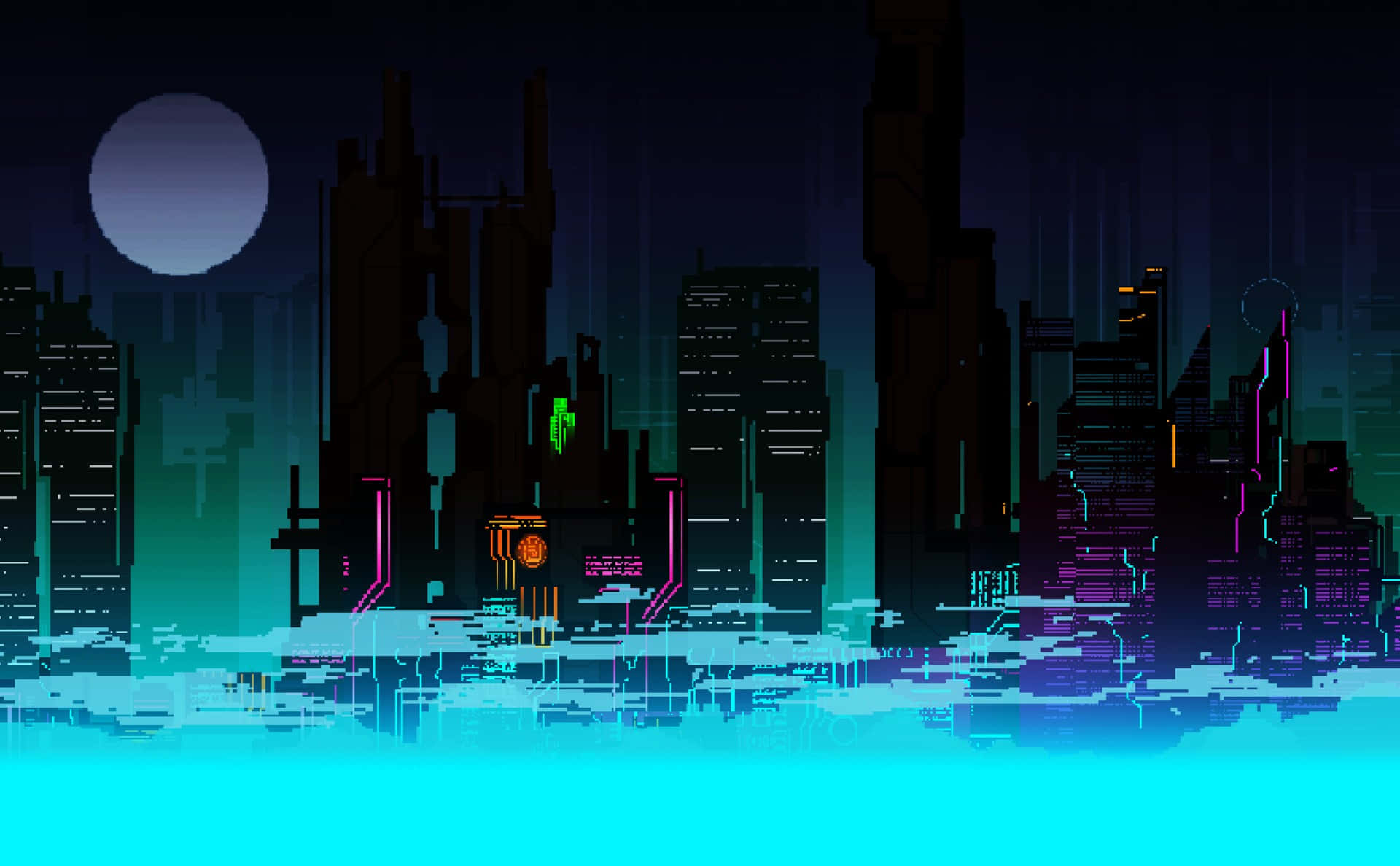 Cyberpunk pixel city фото 76